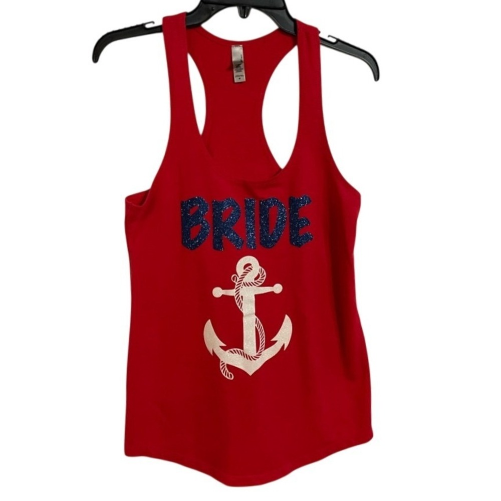 Next Level Apparel‎ Red Bride Anchor Glitter Racerback Tank Top Women's M